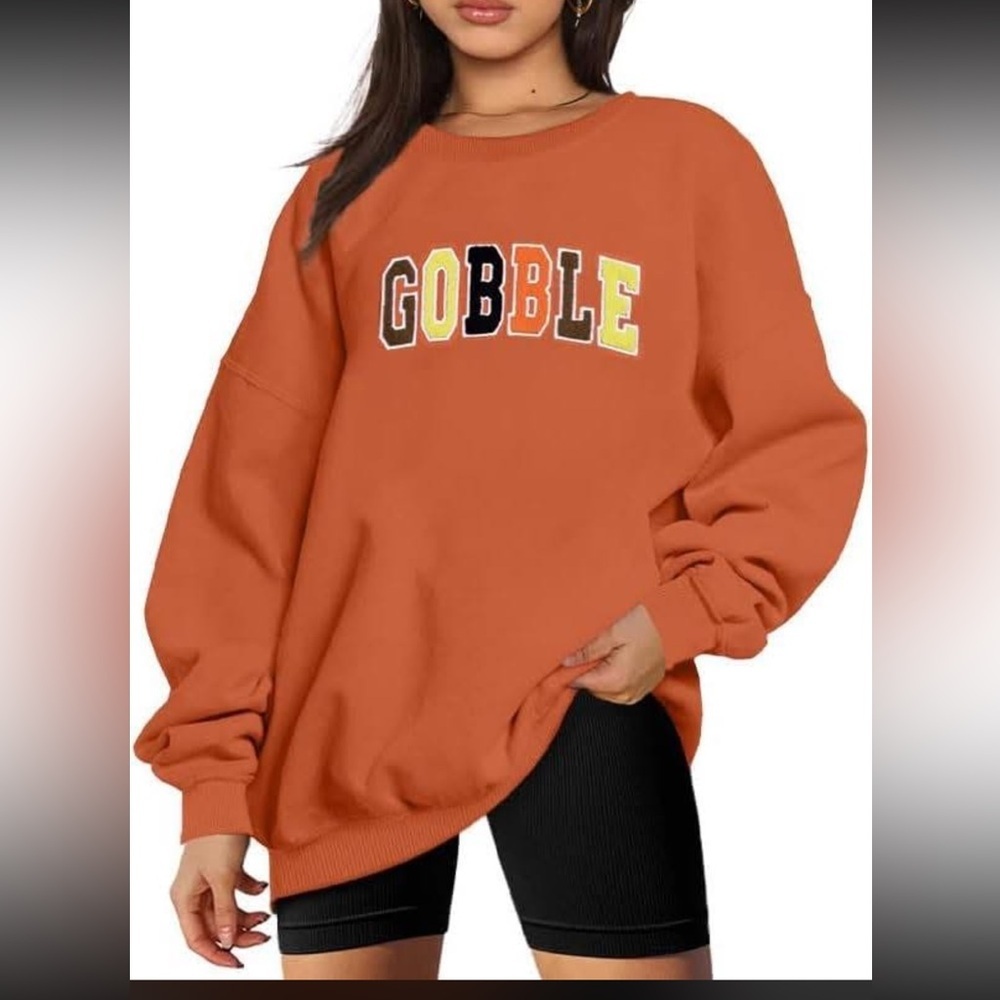 Orange 'Gobble' Sweatshirt size L BNWTT